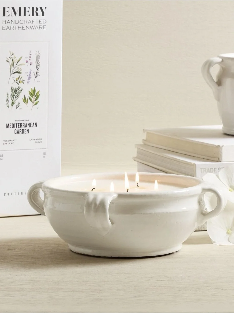 Pottery Barn Large Candle in Emery Scent Collection - Mediterranean Garden